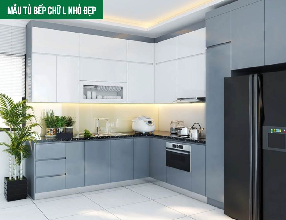 Mẫu tủ bếp nhựa chữ l nhỏ đẹp