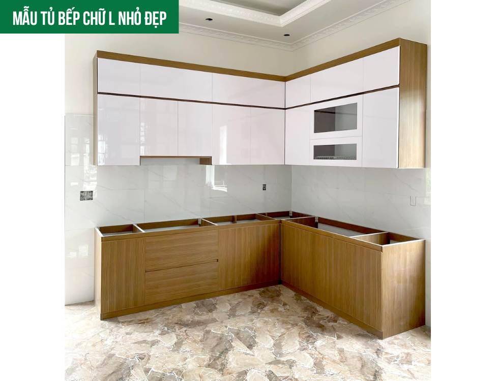 Mẫu tủ bếp nhựa chữ l nhỏ đẹp