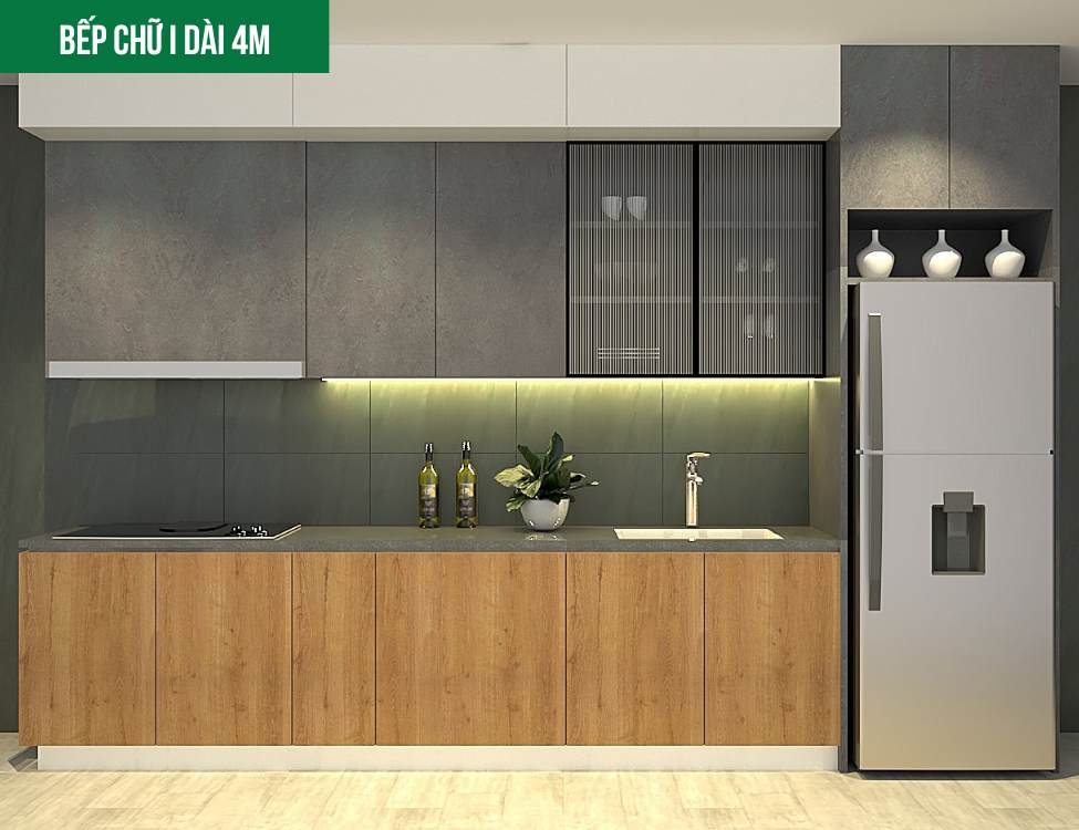 Bếp chữ I dài 4m