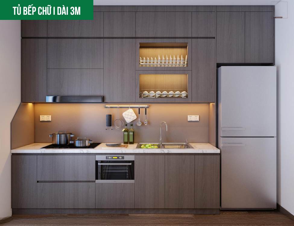Tủ bếp chữ I dài 3m