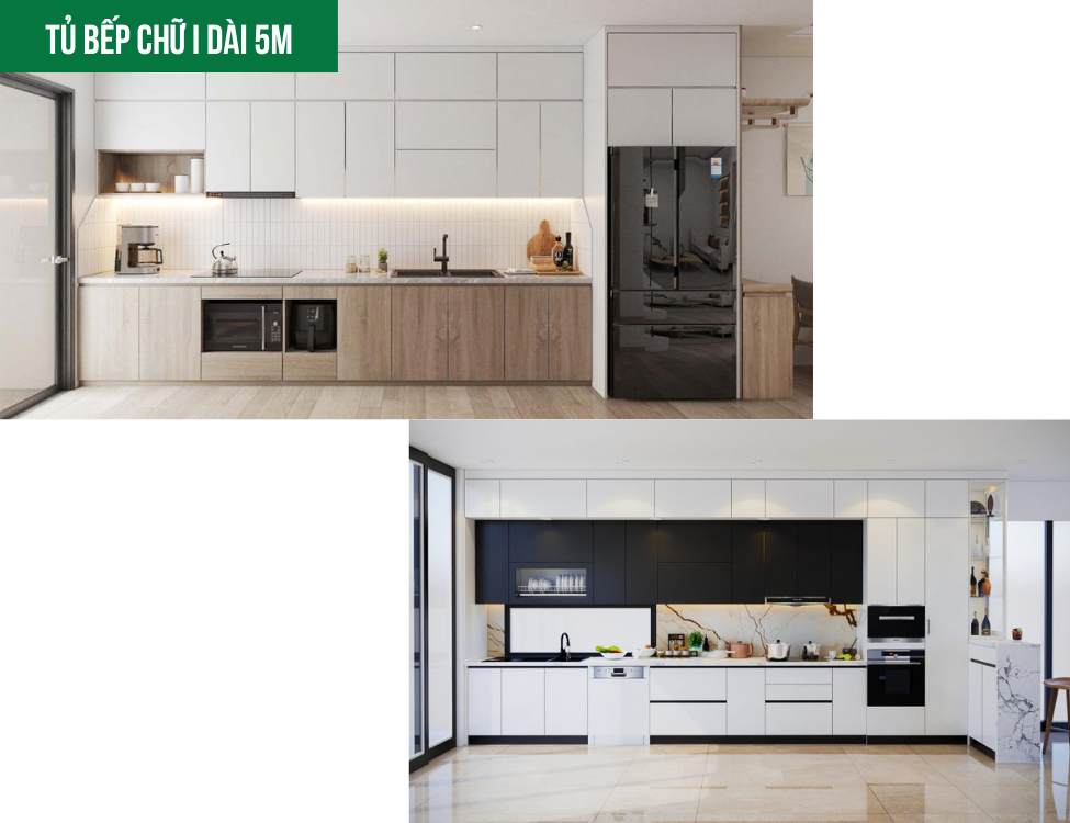 Tủ bếp chữ i dài 5m