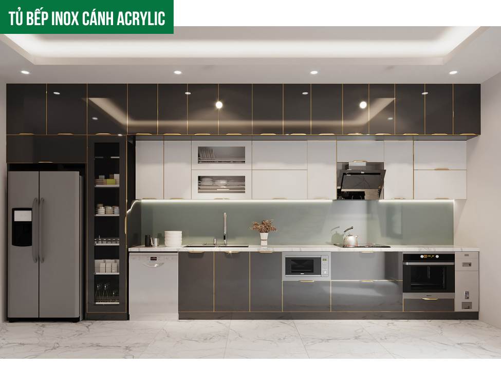 Tủ bếp inox 304 cánh Acrylic: