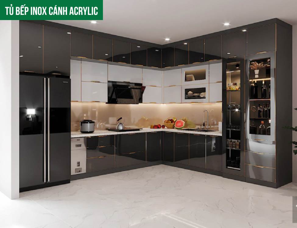 Tủ bếp inox 304 cánh Acrylic: