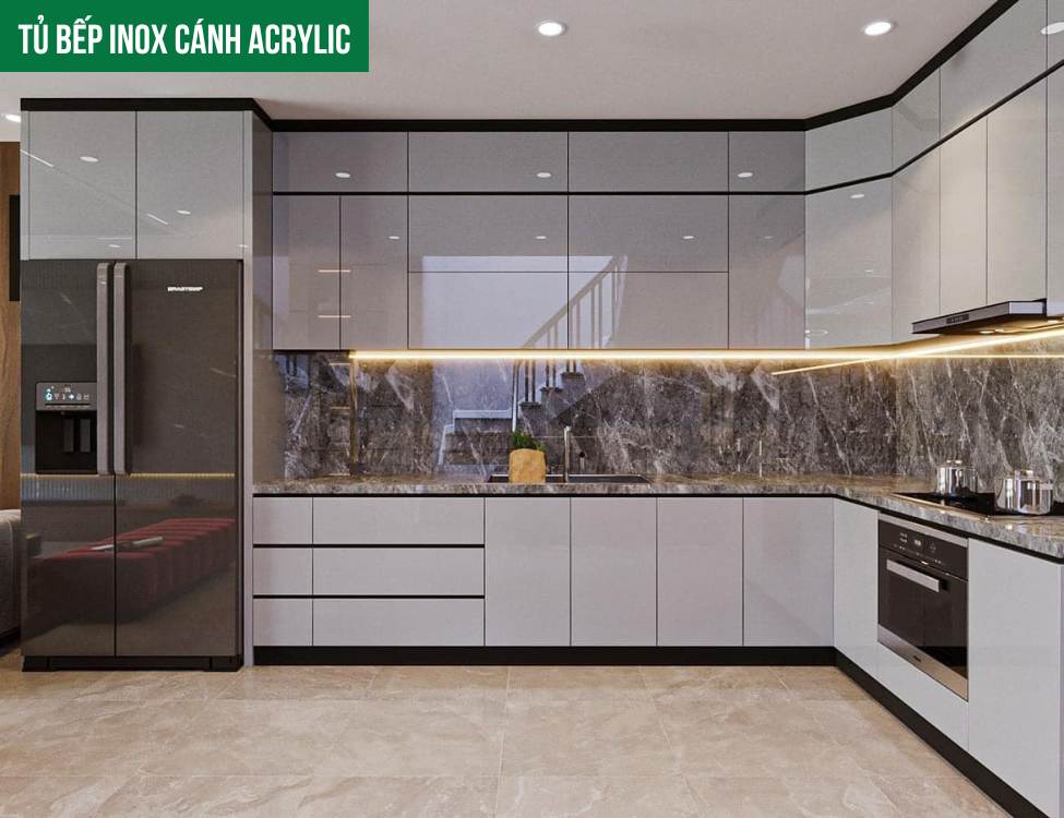 Tủ bếp inox 304 cánh Acrylic: