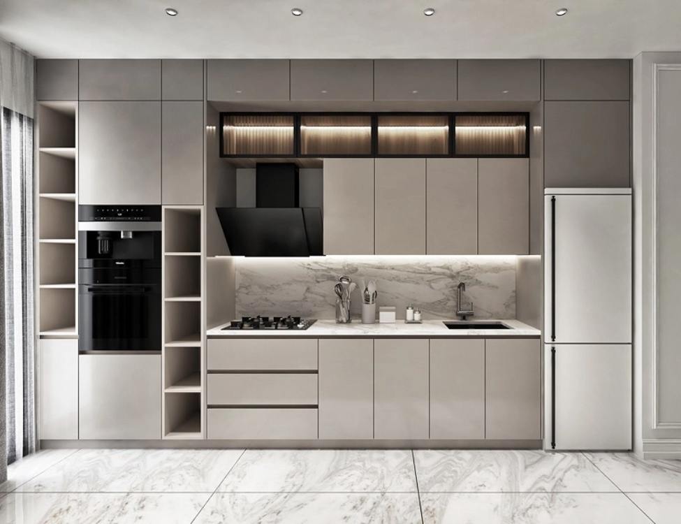 Tủ bếp nhựa Acrylic bóng gương