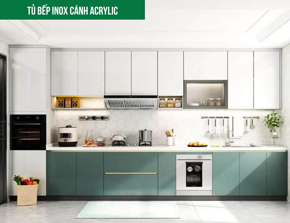 giá tủ bếp inox cánh acrylic