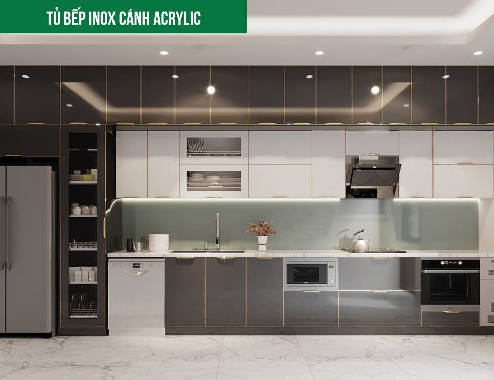 giá tủ bếp inox cánh acrylic