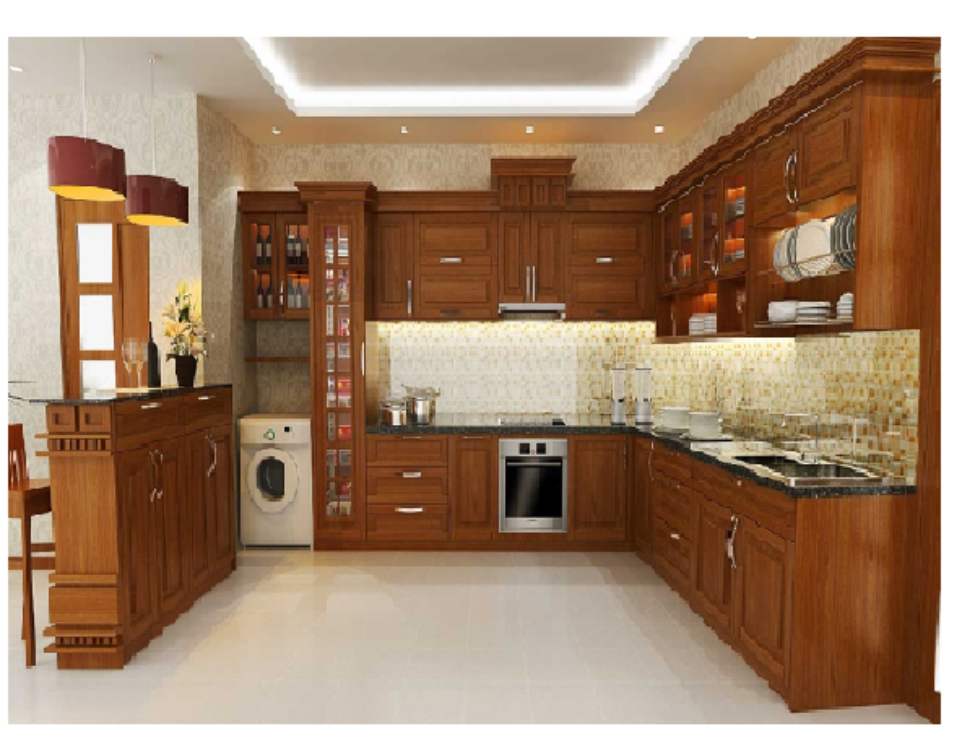 tủ bếp gỗ căm xe