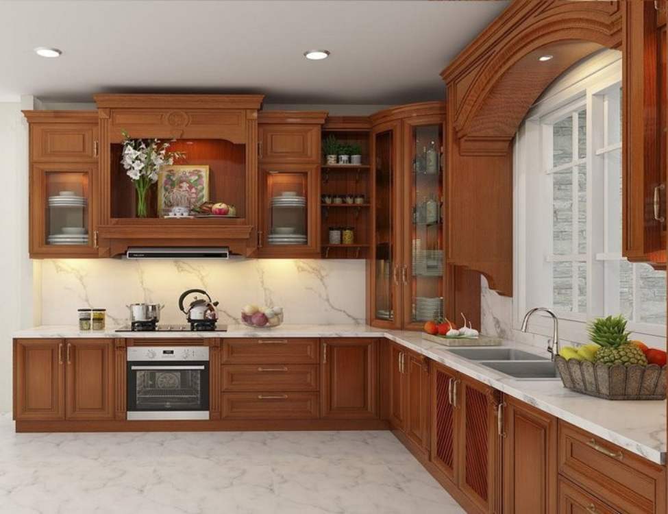 tủ bếp gỗ căm xe