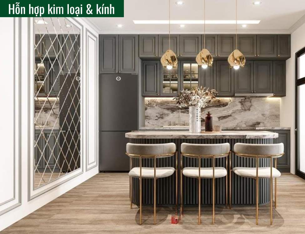 Hỗn hợp kim loại & kính (inox + kính cường lực)