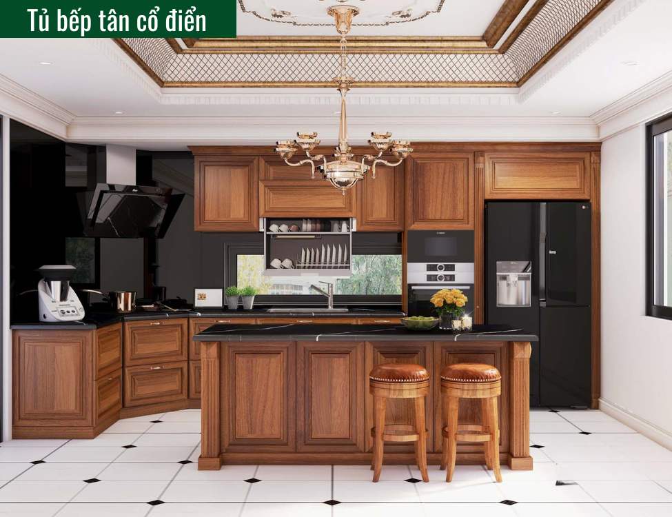 Thiết kế & hoa văn của tủ bếp tân cổ điển