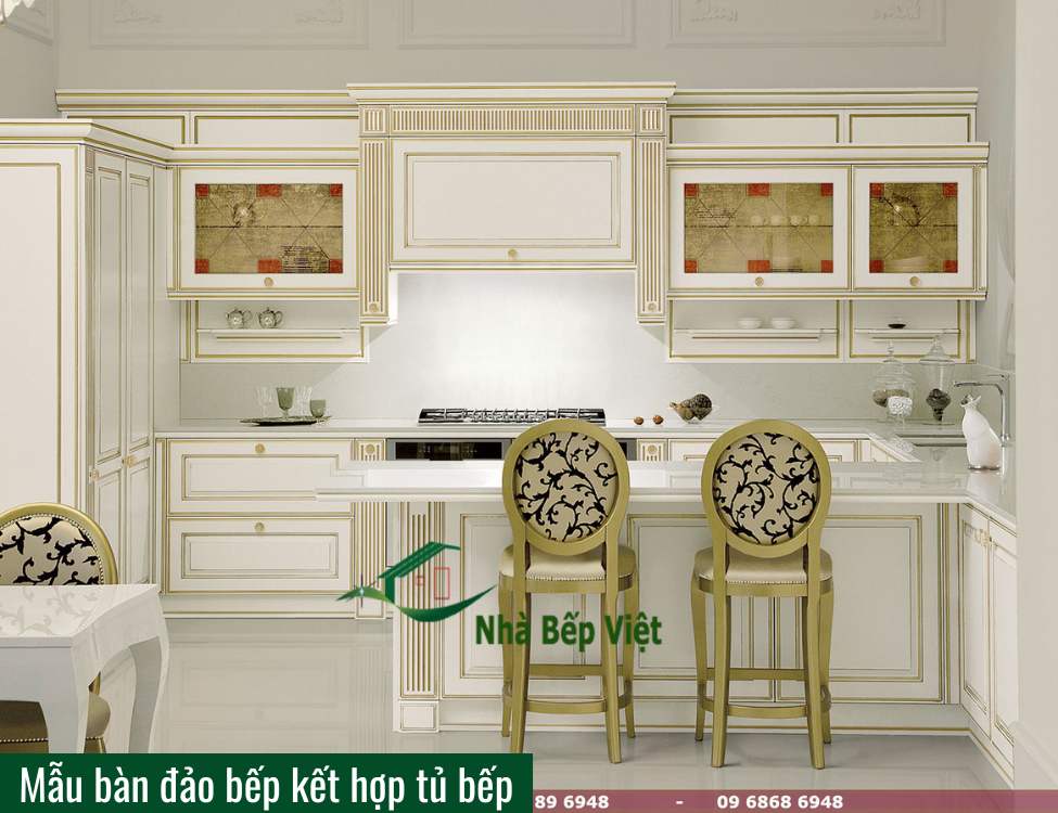 Mẫu bàn đảo bếp kết hợp tủ bếp