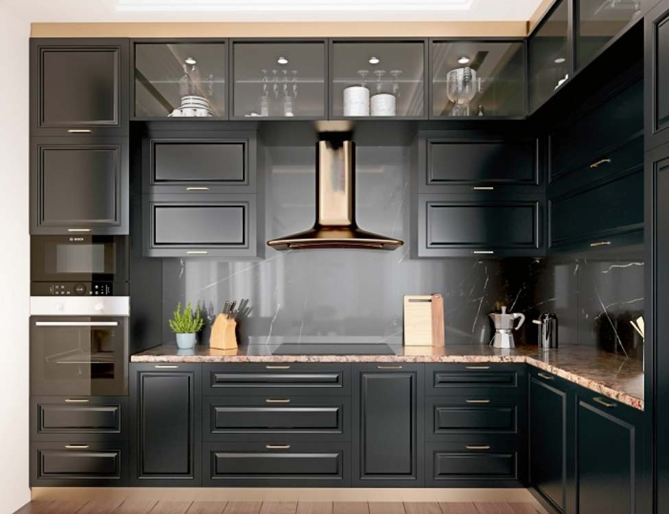 Chọn tủ bếp tân cổ điển phù hợp với thiết kế tủ bếp chữ L tân cổ điển
