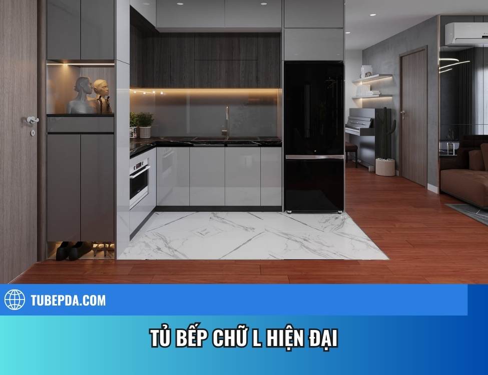 Tủ bếp chữ L hiện đại