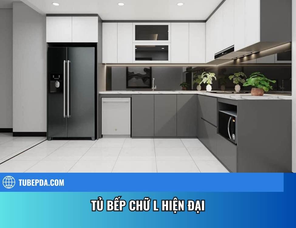 Tủ bếp chữ L hiện đại