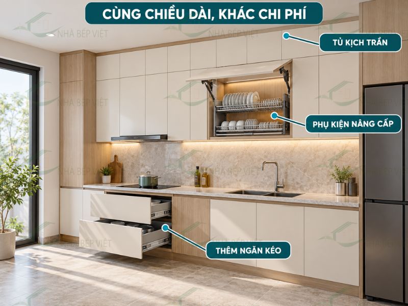 Ngăn kéo, tủ cao và phụ kiện nâng cấp làm tăng thành tiền