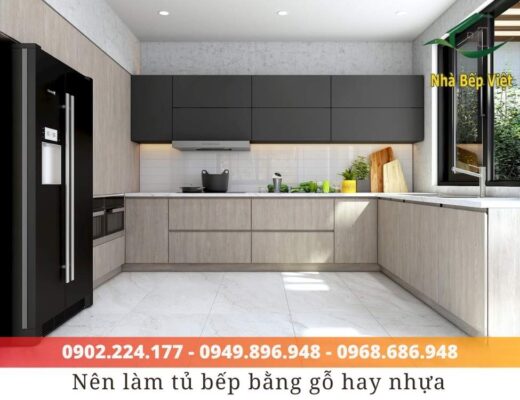 nên làm tủ bếp bằng gỗ hay nhựa