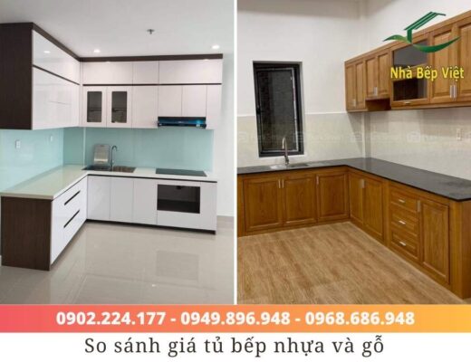 so sánh giá tủ bếp nhựa và gỗ