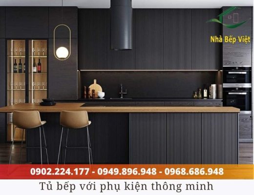 tủ bếp inox cánh laminate