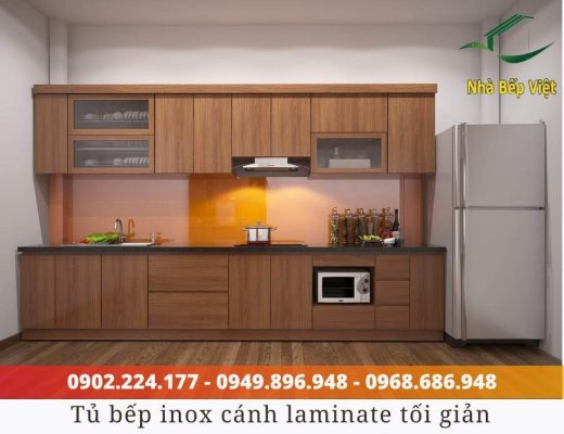 tủ bếp inox cánh laminate