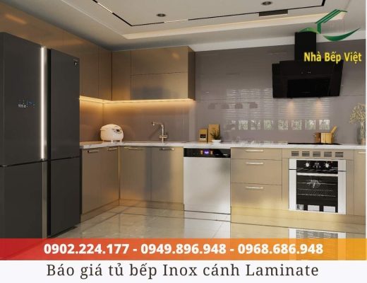 tủ bếp inox cánh laminate