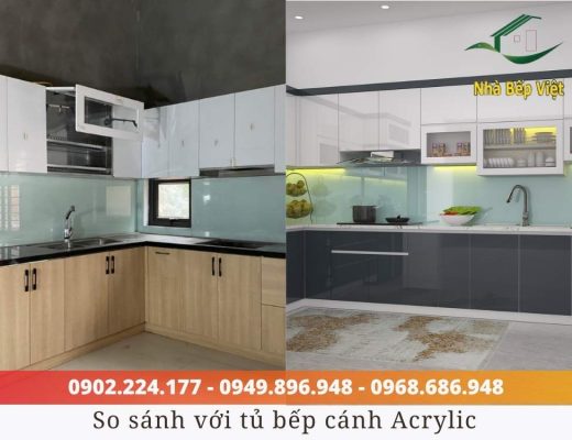 tủ bếp inox cánh laminate