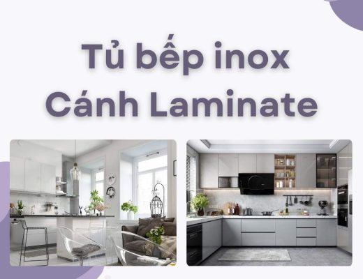 tủ bếp inox cánh laminate