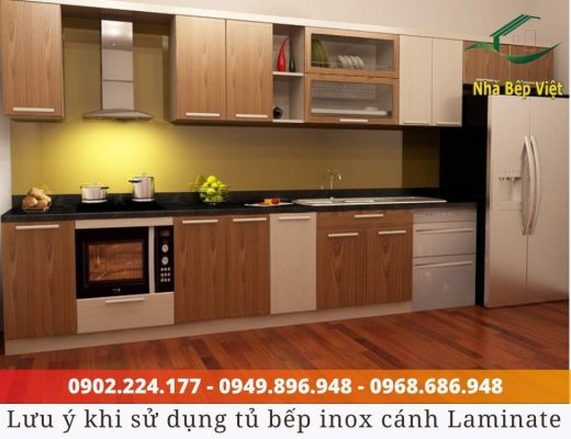 tủ bếp inox cánh laminate