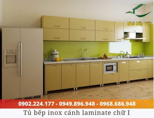 tủ bếp inox cánh laminate