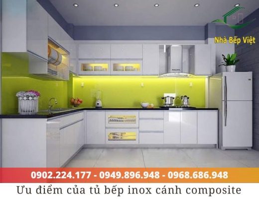 tủ bếp inox cánh composite