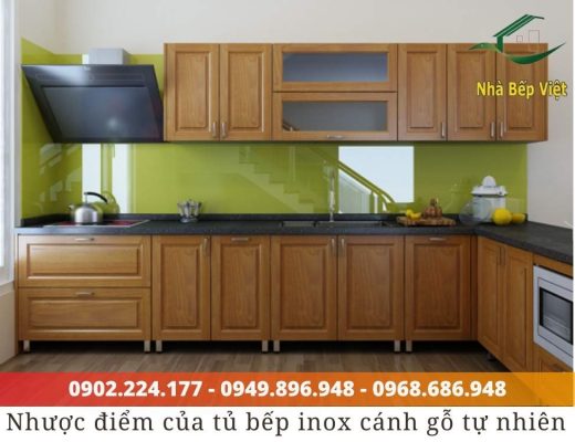 tủ bếp inox cánh gỗ tự nhiên