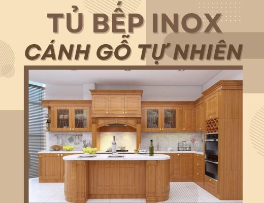 tủ bếp inox cánh gỗ tự nhiên