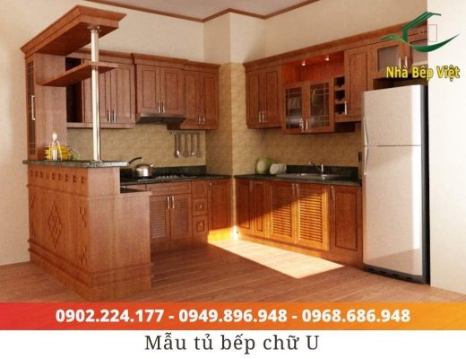 tủ bếp inox cánh gỗ tự nhiên