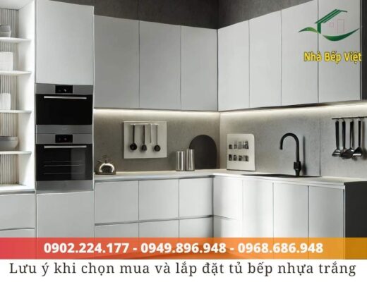 tủ bếp nhựa trắng