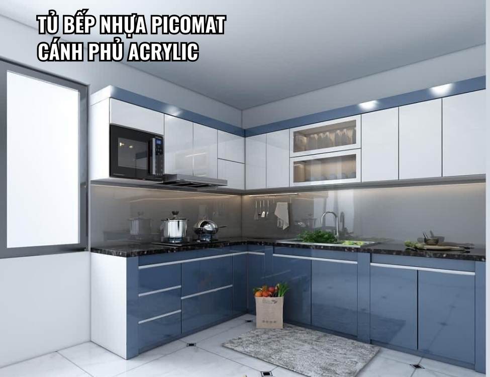 Tủ bếp nhựa Picomat cánh phủ Acrylic