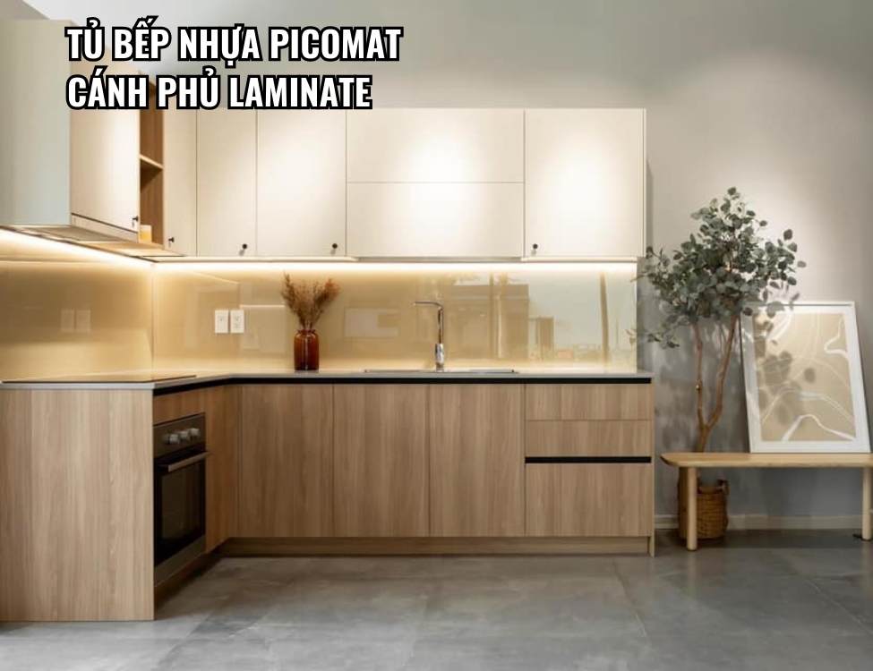 Tủ bếp nhựa Picomat cánh phủ Laminate