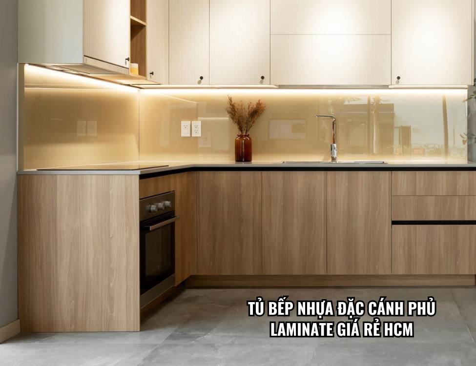 Tủ bếp nhựa đặc cánh phủ Laminate giá rẻ HCM