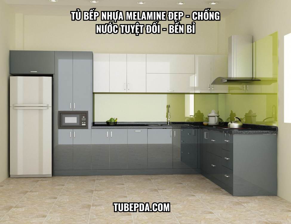 Tủ bếp nhựa Melamine đẹp - chống nước tuyệt đối - bền bỉ