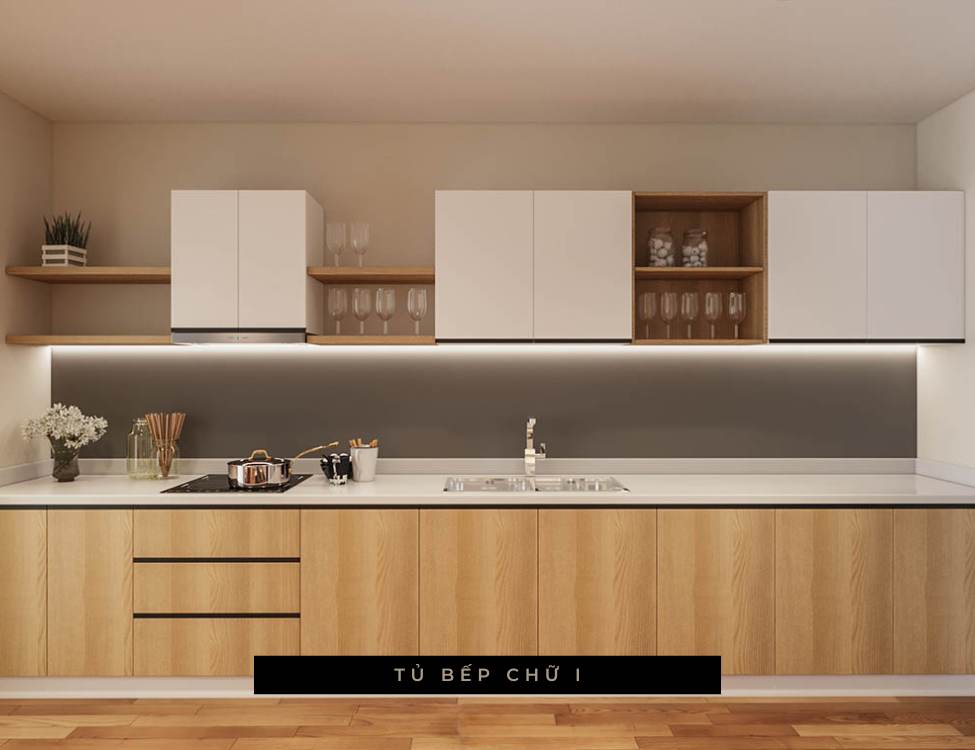 Các mẫu tủ bếp MDF phủ Melamine