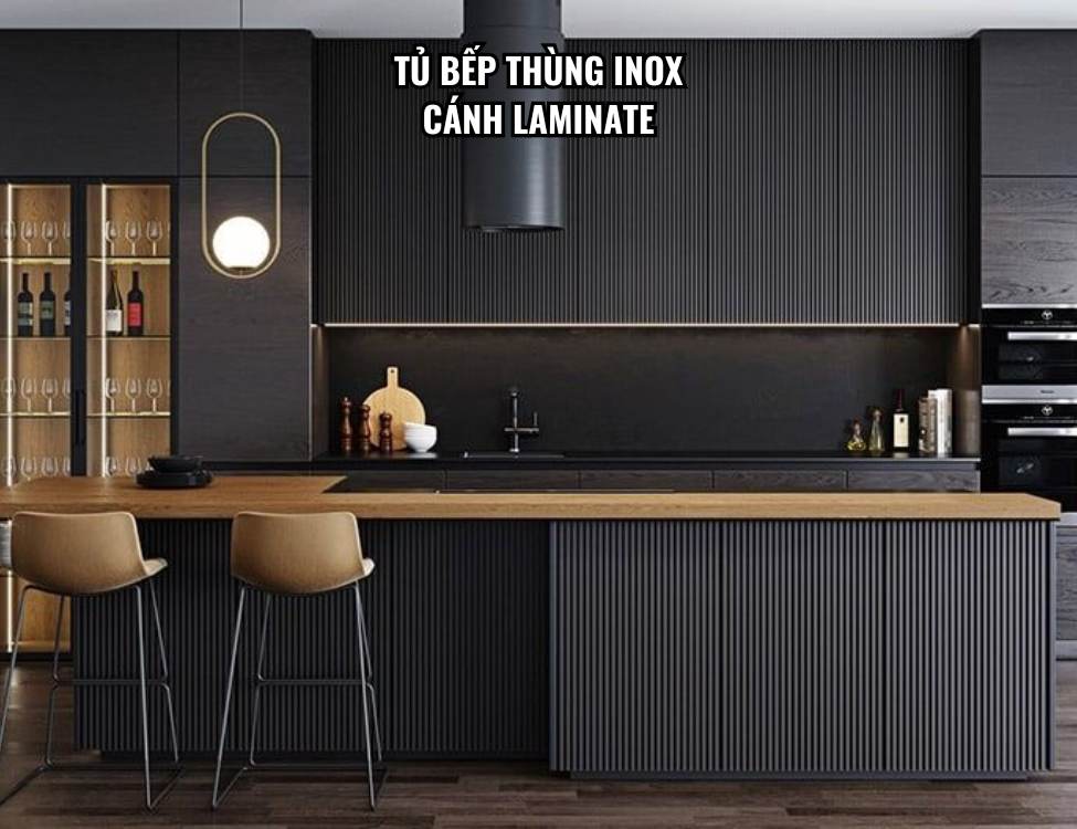 Tủ bếp thùng inox cánh Laminate