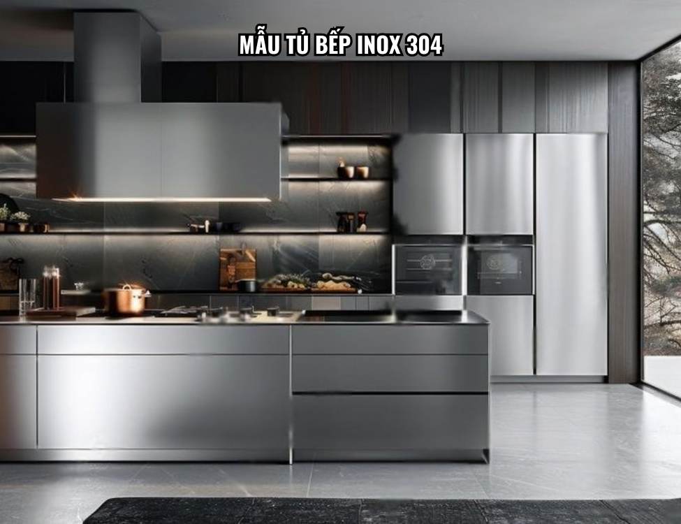 Mẫu tủ bếp inox 304