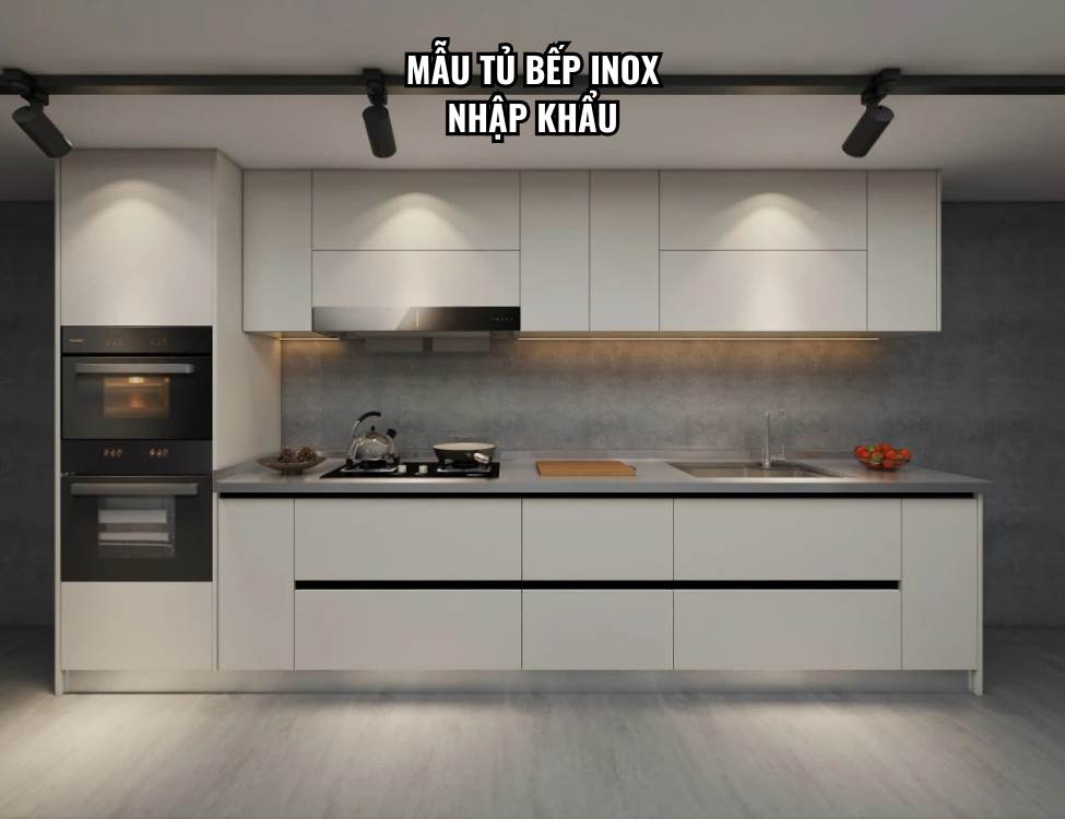 Mẫu tủ bếp inox nhập khẩu