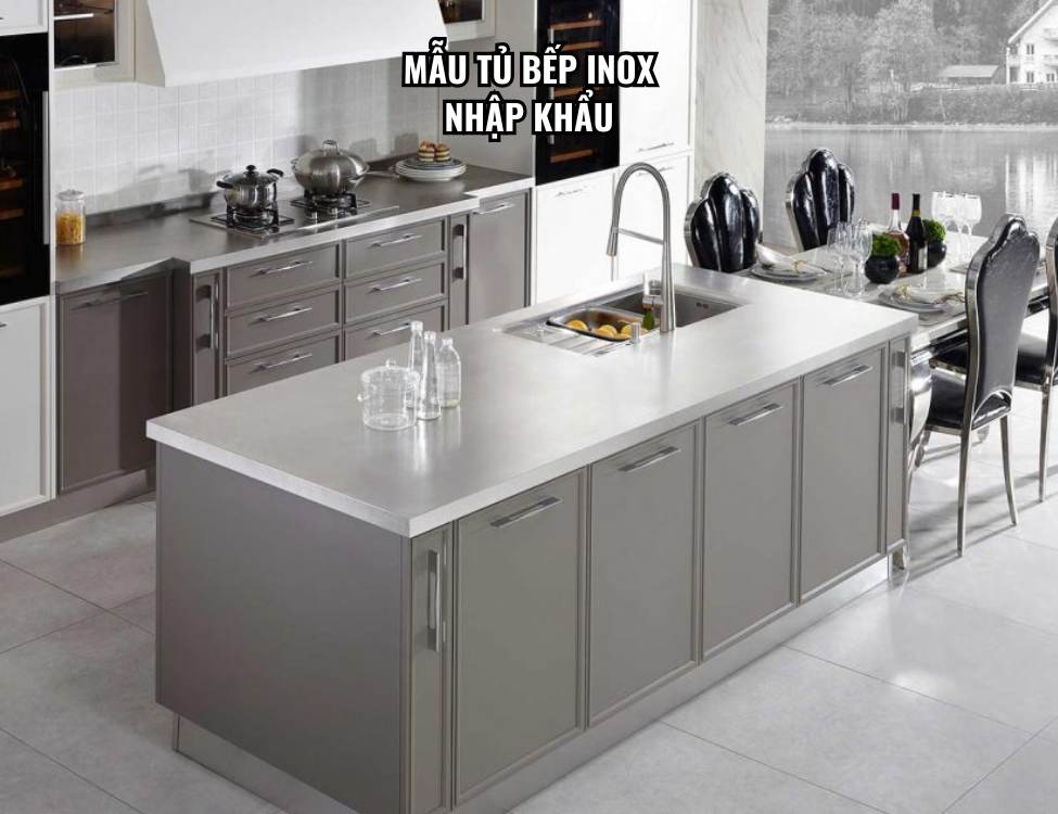 Mẫu tủ bếp inox nhập khẩu