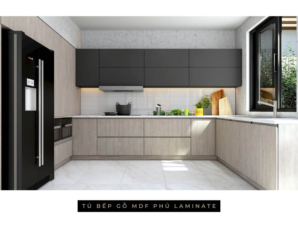 Tủ bếp gỗ MDF phủ laminate cao cấp