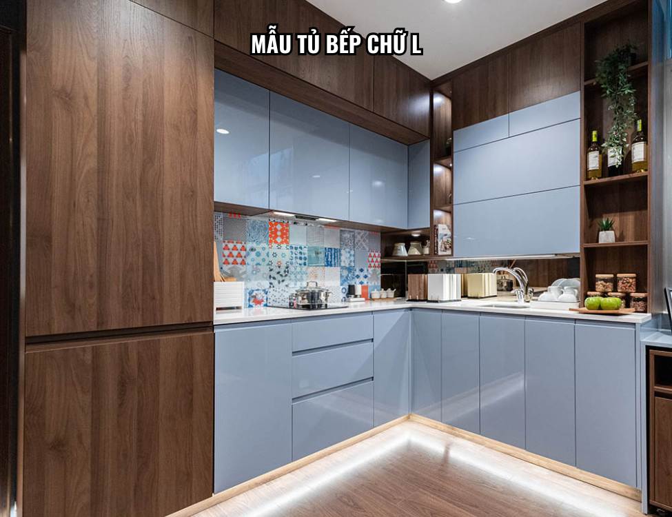 Mẫu tủ bếp chữ L