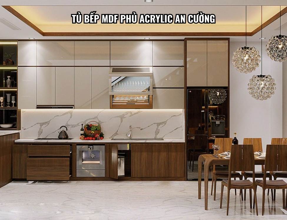 Tủ bếp MDF phủ Acrylic An Cường