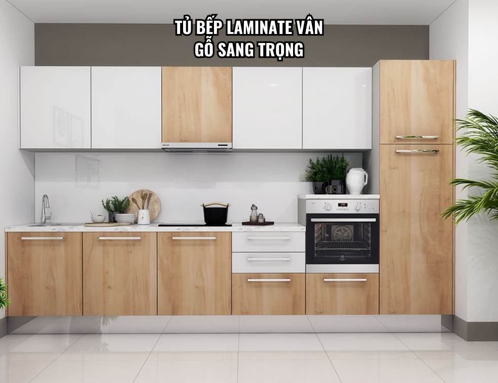 Tủ bếp Laminate vân gỗ sang trọng