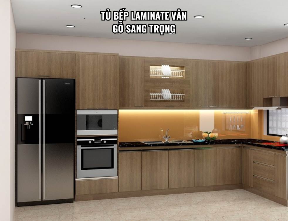 Tủ bếp Laminate vân gỗ sang trọng