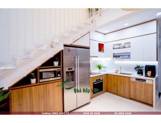 Tủ Bếp Nhựa PVC Foam Chữ L Gầm Cầu Thang PVF04