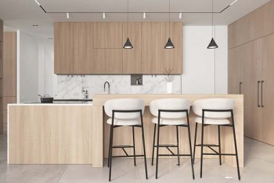 Tủ bếp HDF hiện đại HDF02 chữ L phủ Melamine